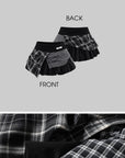 WARDEN EDGE Deconstructed Plaid Layered Pleated Mini Skirt