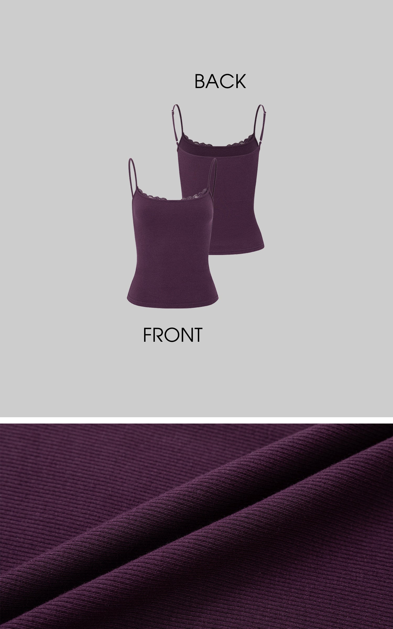 IAMXIAA Soft Stretch Lace Detail Fitted Cami Top