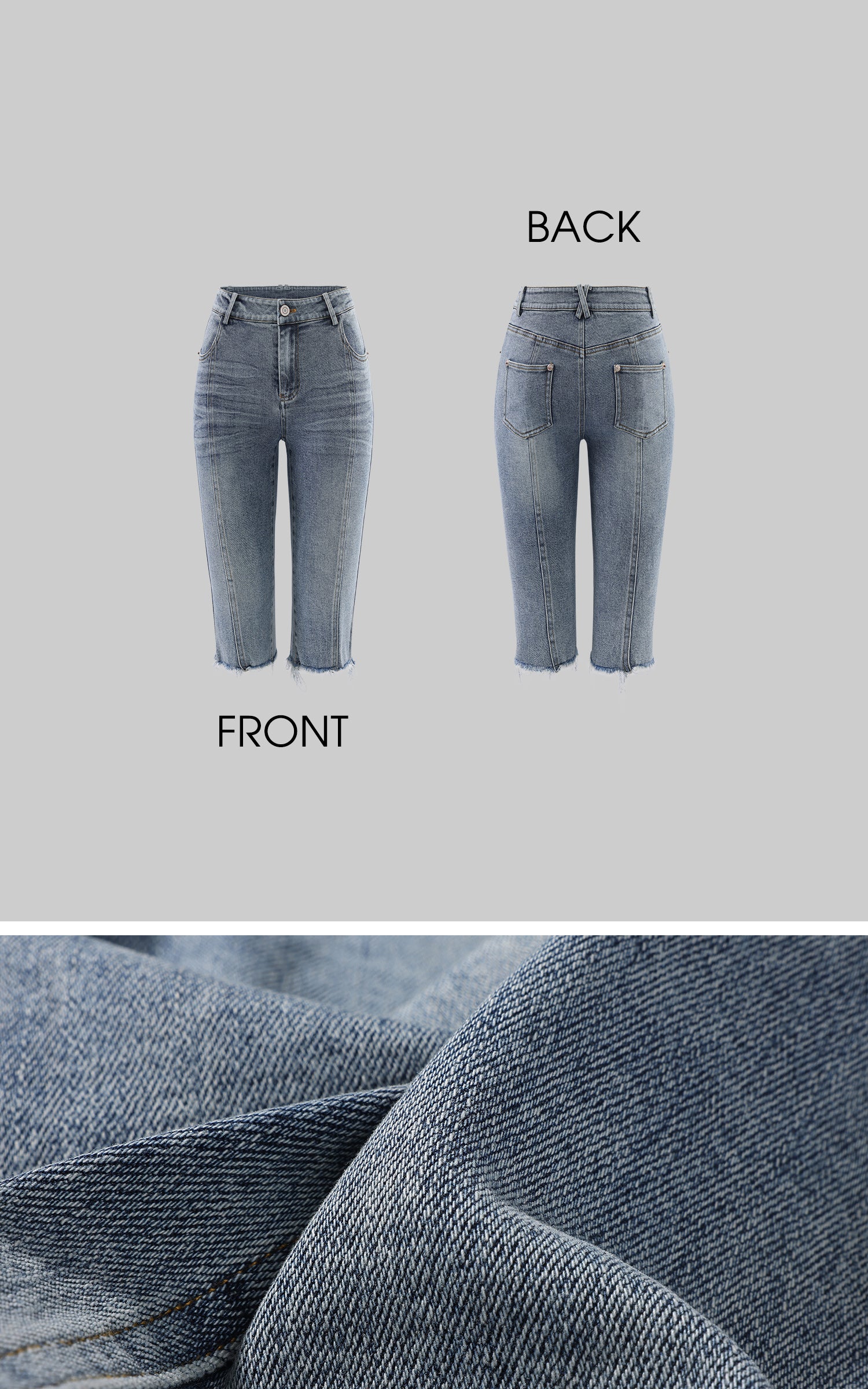 Rase le sol Vintage Washed Mid-Length Denim Pants