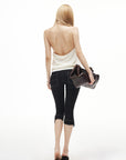 IAMXIAA Deep Halter Open-Back Button Knit Tank Top