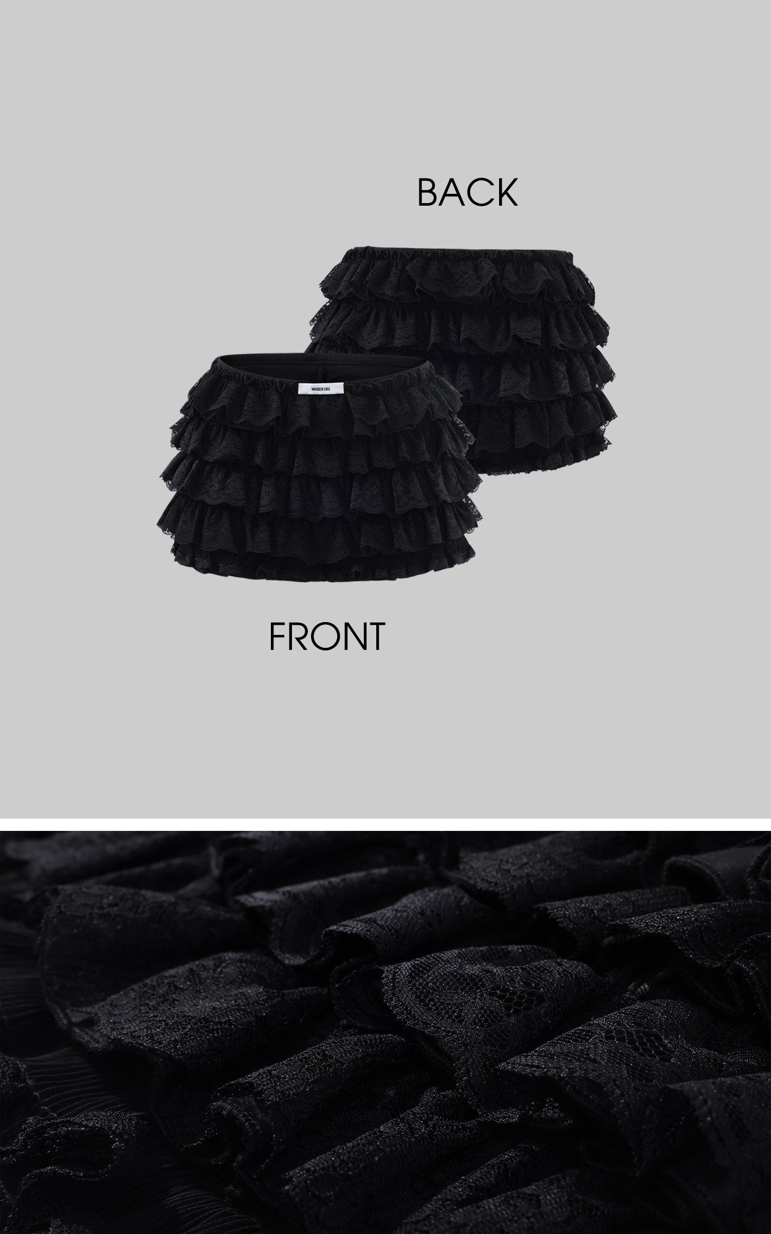 WARDEN EDGE Tiered Lace Ruffle Layered Mini Skirt