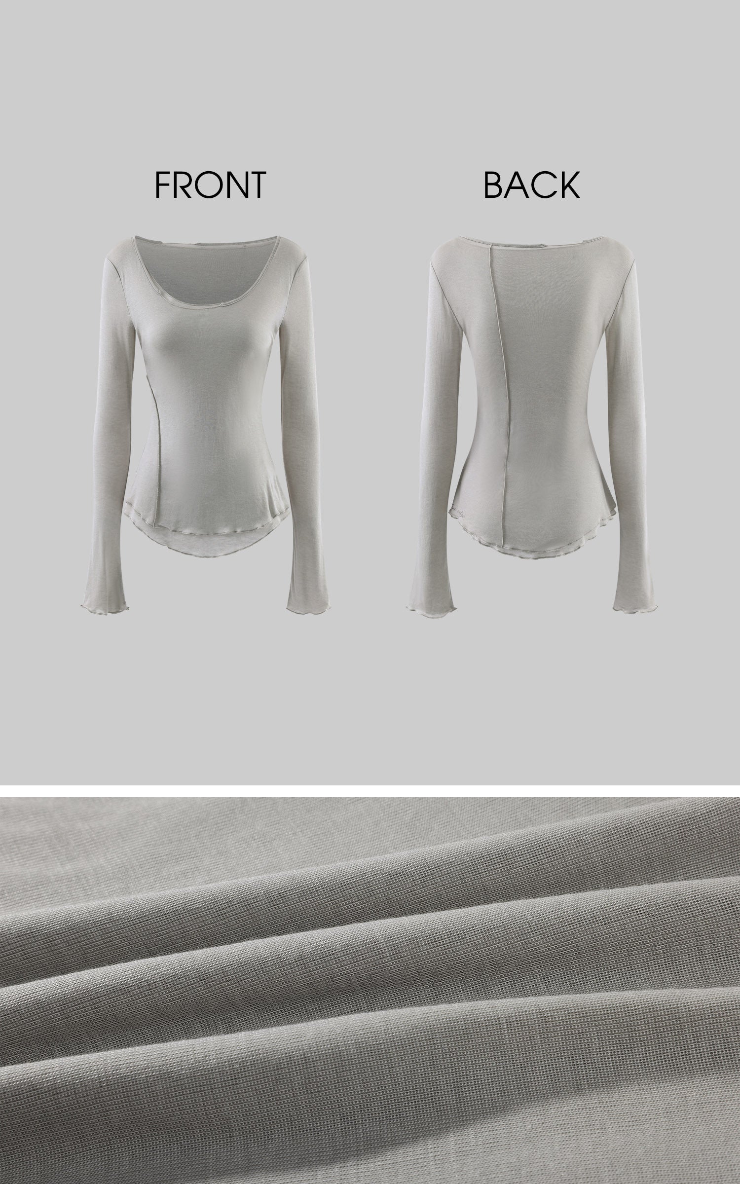 WARDEN EDGE Raw Seam Wool Layered Scoop Neck Long Sleeve Top