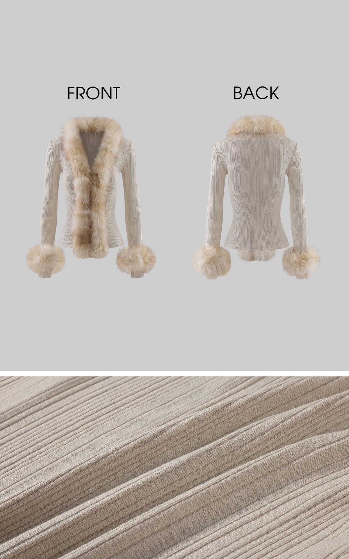 Hydrae Haut cardigan ajusté en maille côtelée avec garniture en peluche