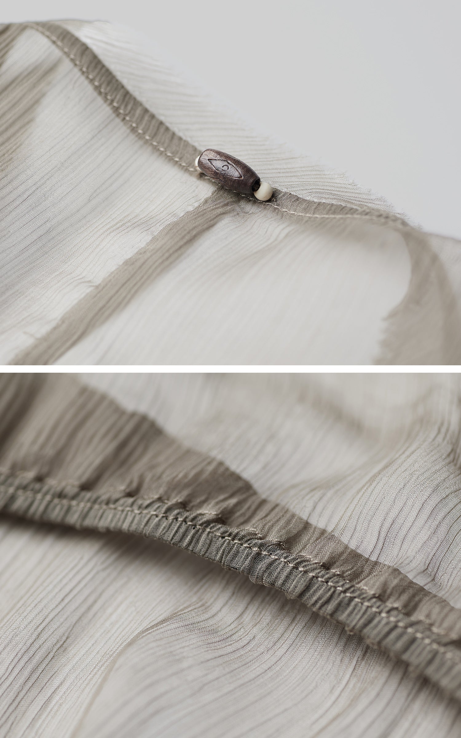 DOINDULGE Sheer Drape Long Cardigan with Bead Tie Detail