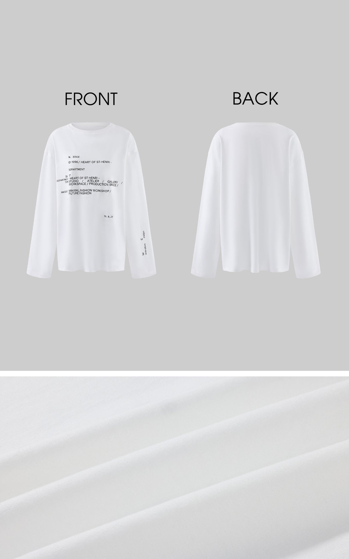 WARDEN EDGE Oversized Typographic Long Sleeve T-Shirt