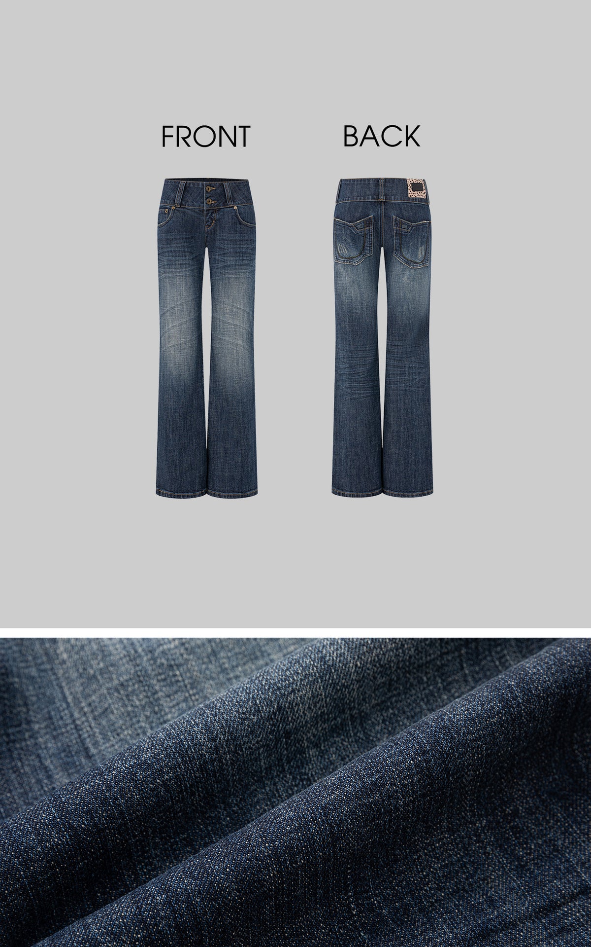 IAMXIAA Low-Rise Vintage Washed Wide-Leg Flared Jeans