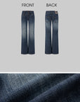 IAMXIAA Low-Rise Vintage Washed Wide-Leg Flared Jeans