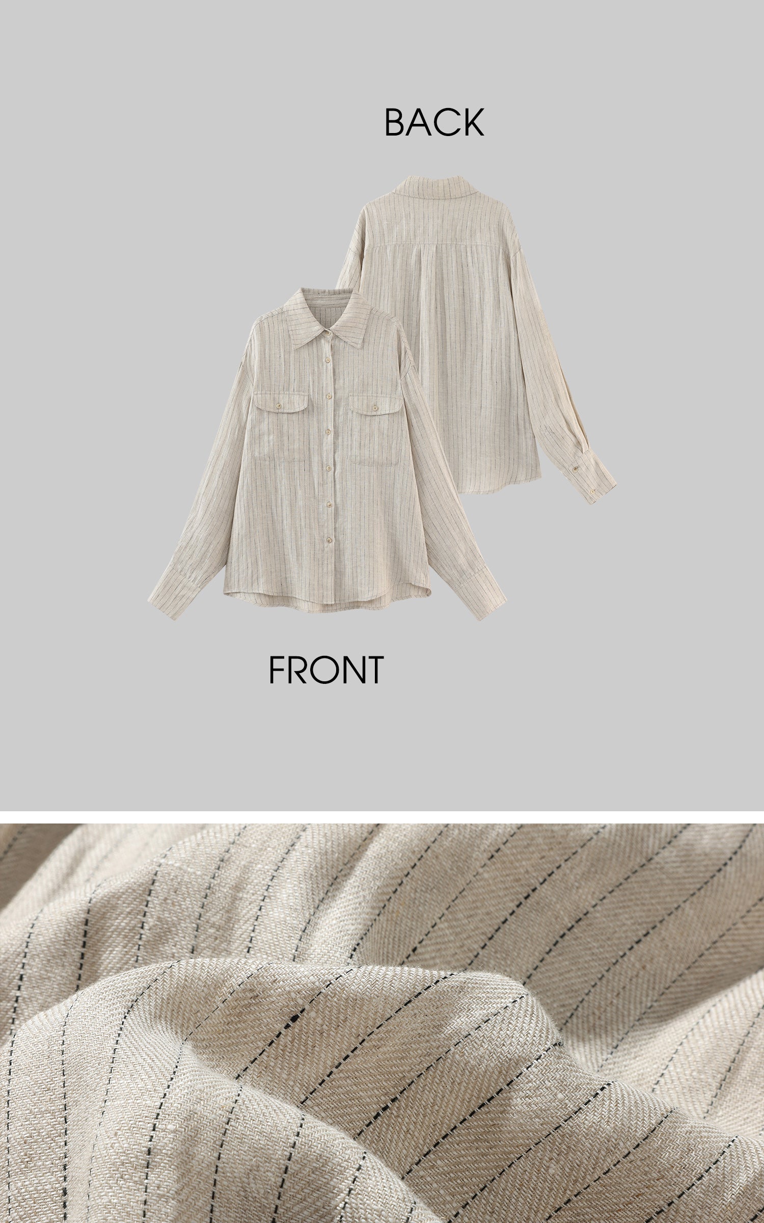 ROVENTE Pinstripe Linen Shirt and Shorts Set with Relaxed Fit and Tailored Detailing