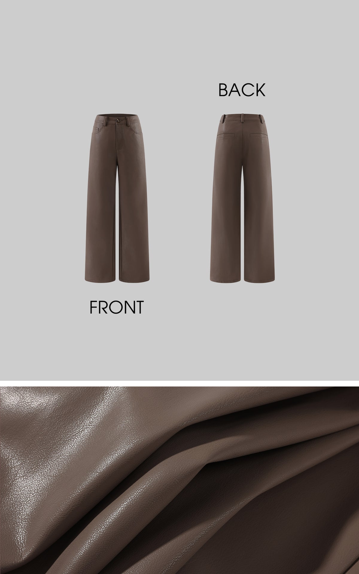 ROVENTE Pantalon large taille haute en similicuir