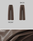 ROVENTE Pantalon large taille haute en similicuir