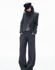 IAMXIAA Low-Rise Tailored Extra Wide-Leg Pants with Minimal Welt Pocket Details