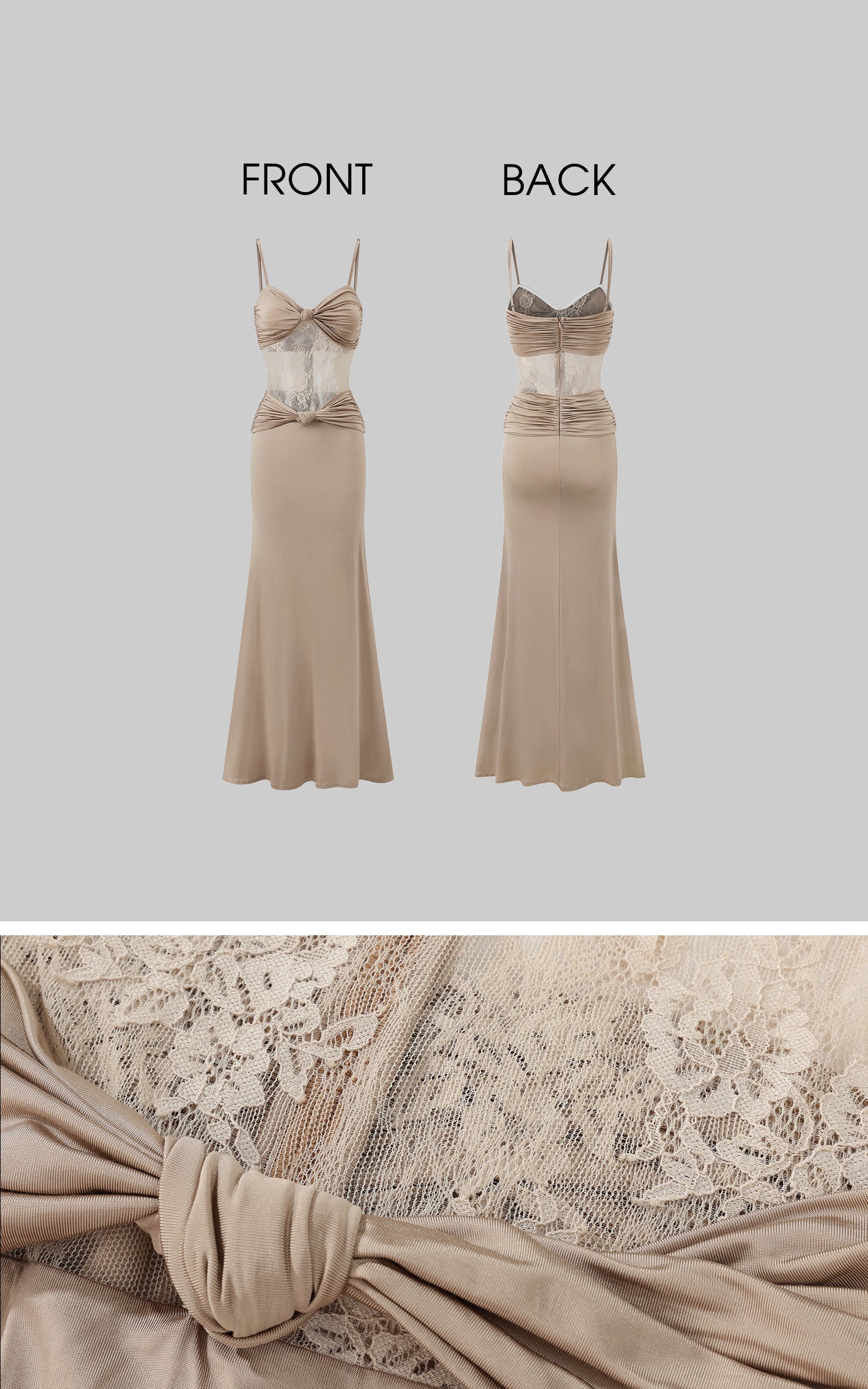ROVENTE Sculpted Lace-Panel Maxi Dress - PINKPARKS