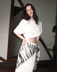 0122stepll Zebra Scarf Oversized Tee & Drawstring Maxi Skirt Lounge Set