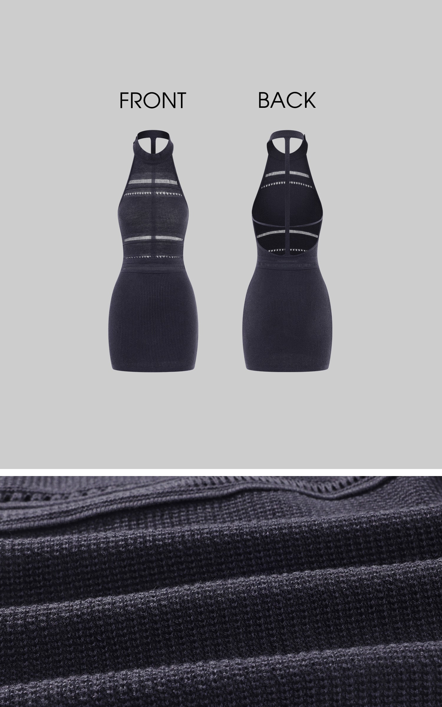 Rase le sol Open Back Halter Knit Mini Dress