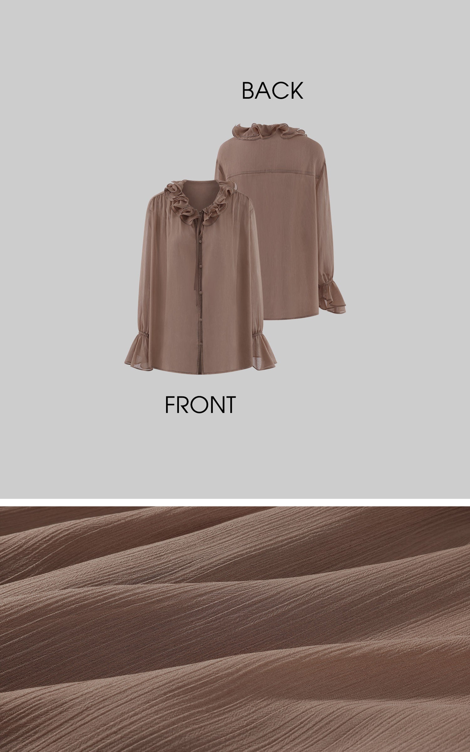 Hydrae Ruffle Collar Sheer Bell-Sleeve Blouse