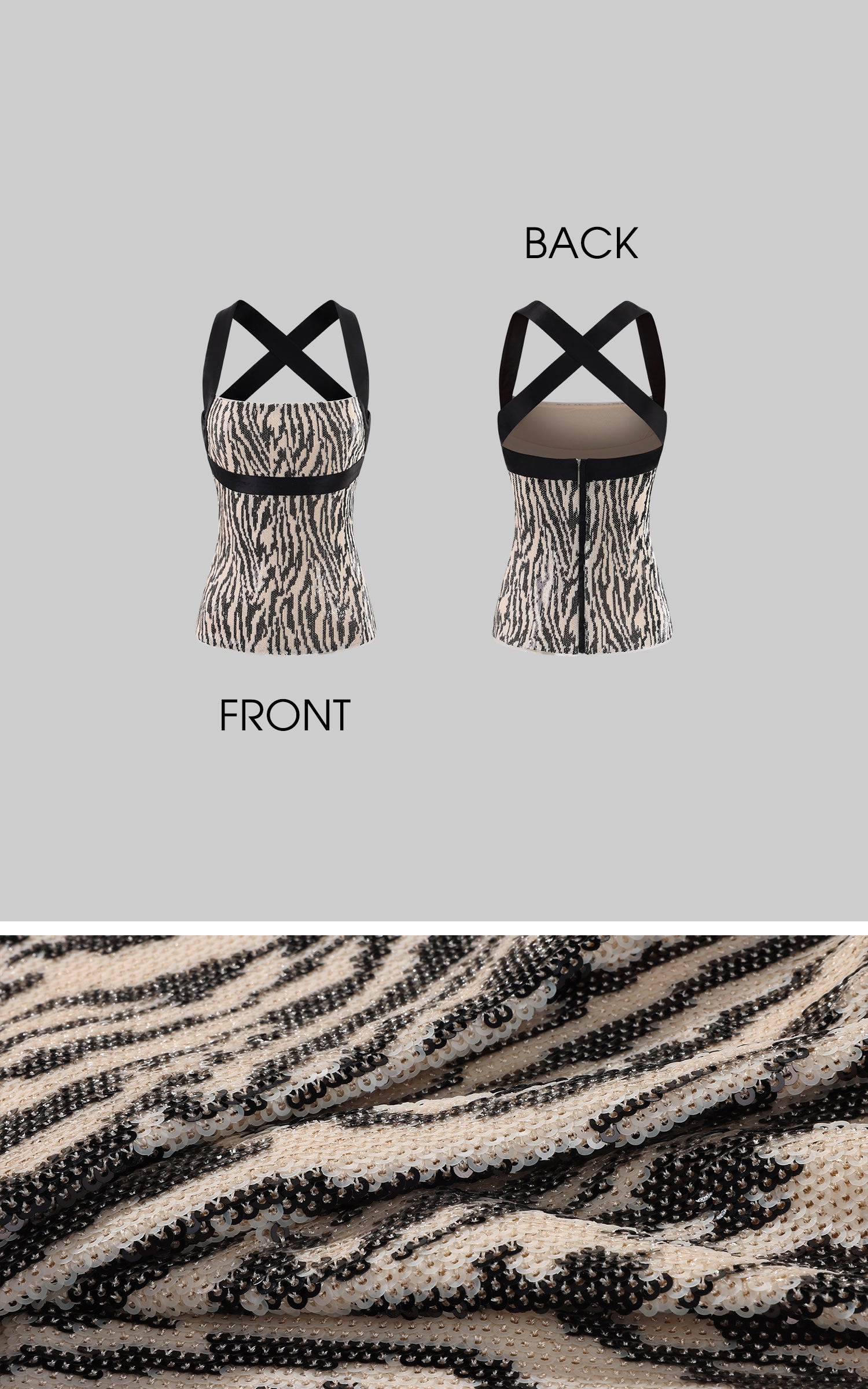 ROVENTE Débardeur à sequins zébré avec dos croisé