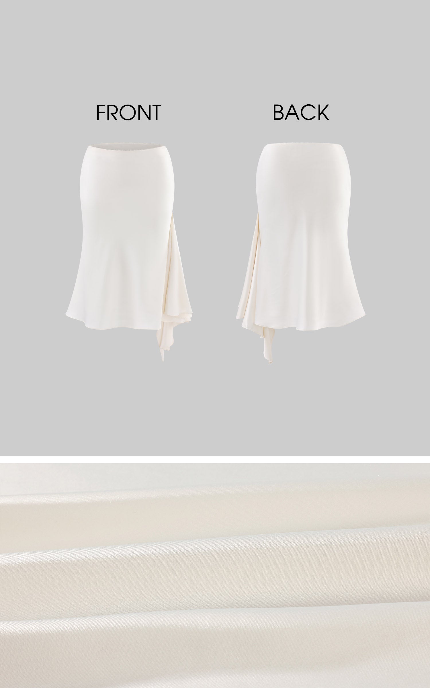 Hydrae Satin Asymmetric Midi Skirt with Draped Side Detail