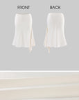 Hydrae Satin Asymmetric Midi Skirt with Draped Side Detail