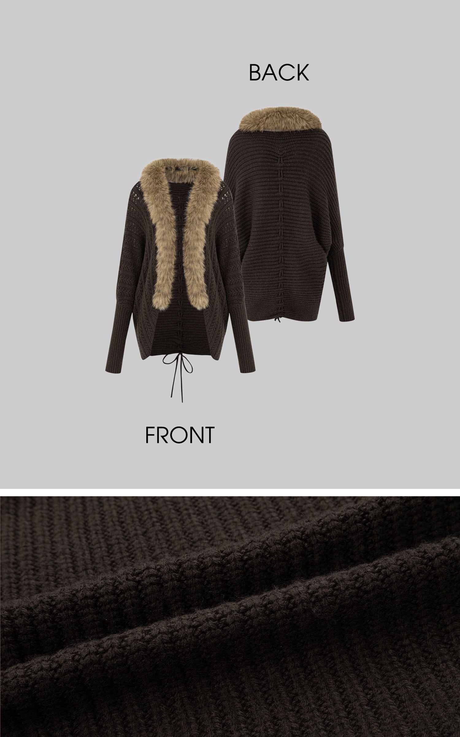 IAMXIAA Faux Fur Trim Knit Cardigan