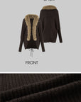 IAMXIAA Faux Fur Trim Knit Cardigan