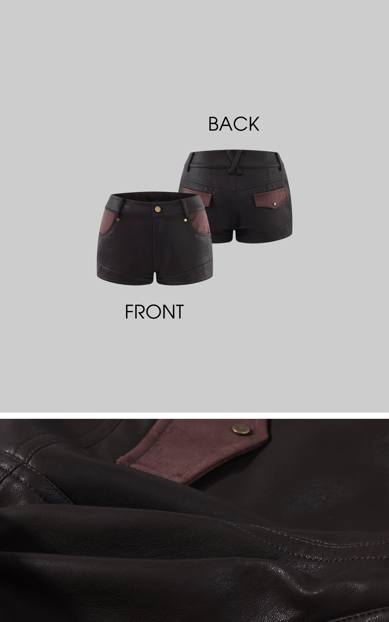 Rase le sol Veste en cuir à panneaux asymétriques &amp; Short Ensemble