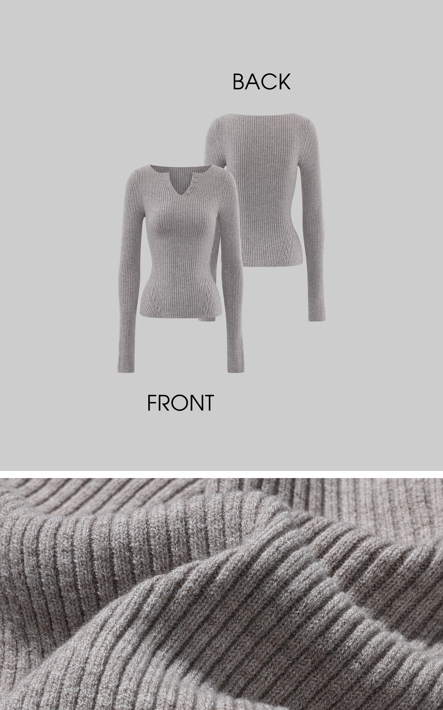 WARDEN EDGE 슬림핏 골지 니트 오픈넥 탑