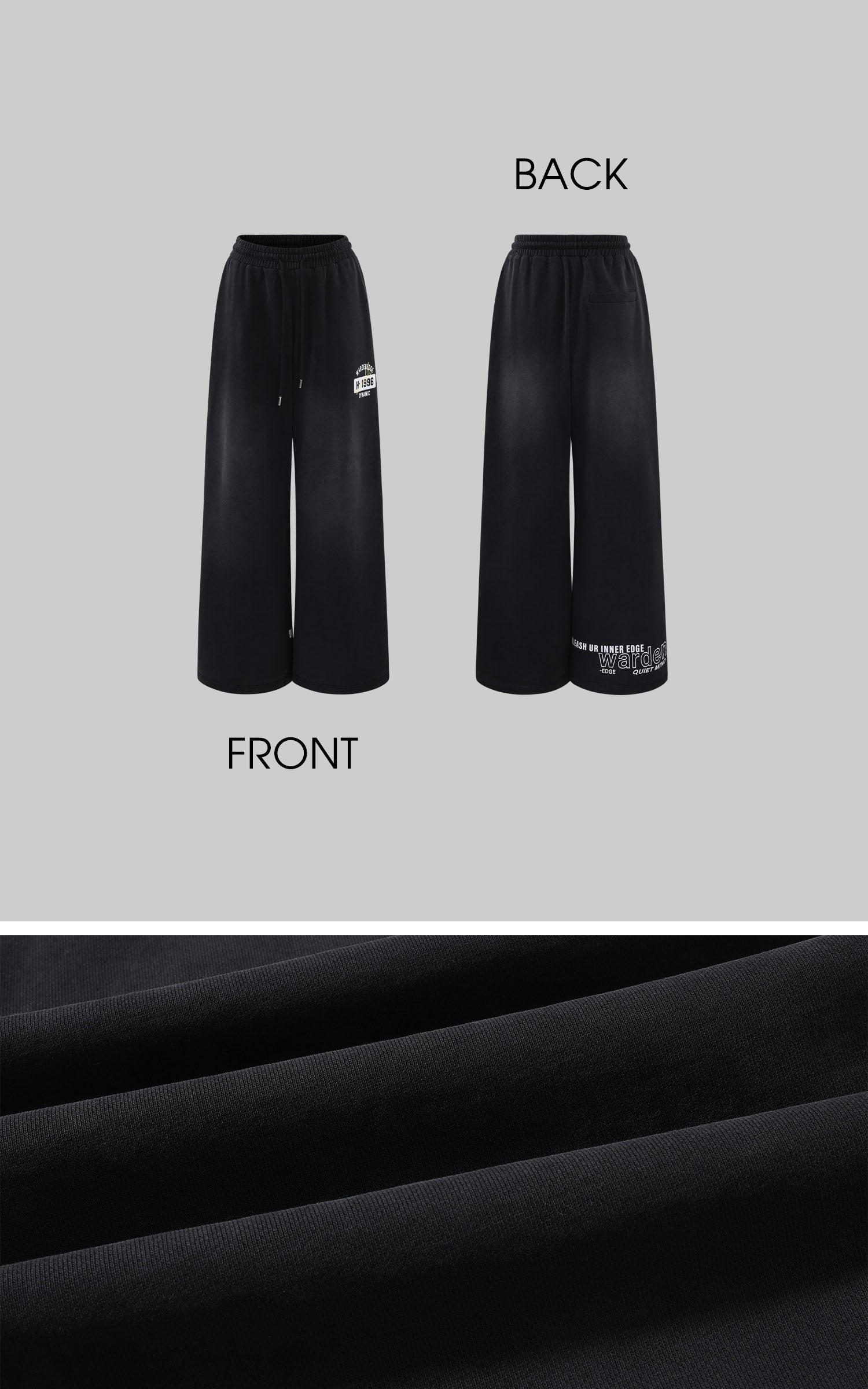 WARDEN EDGE Washed Wide Leg Sweatpants Low Rise Drawstring Oversized Pants