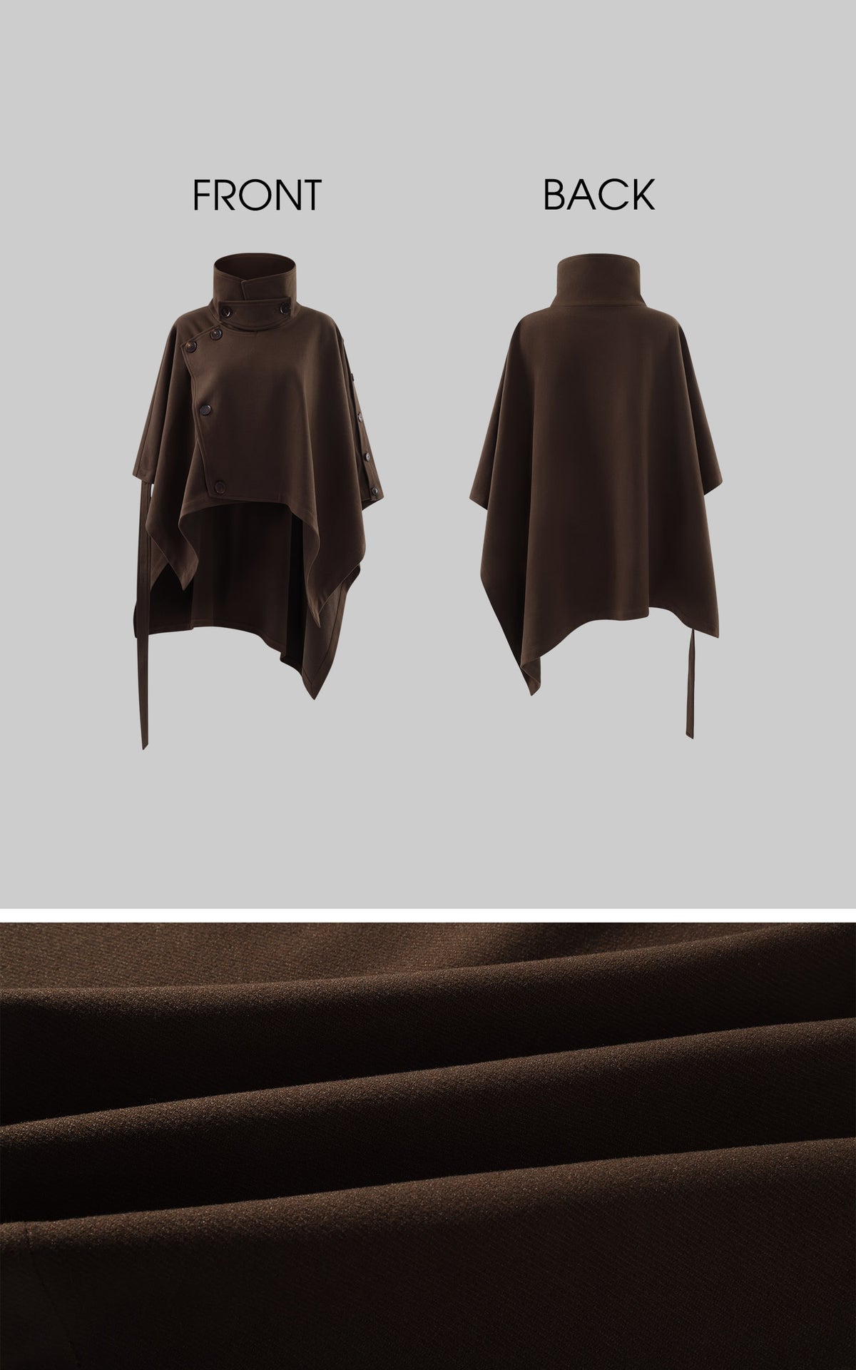 WARDEN EDGE Asymmetric High-Neck Draped Cape Top