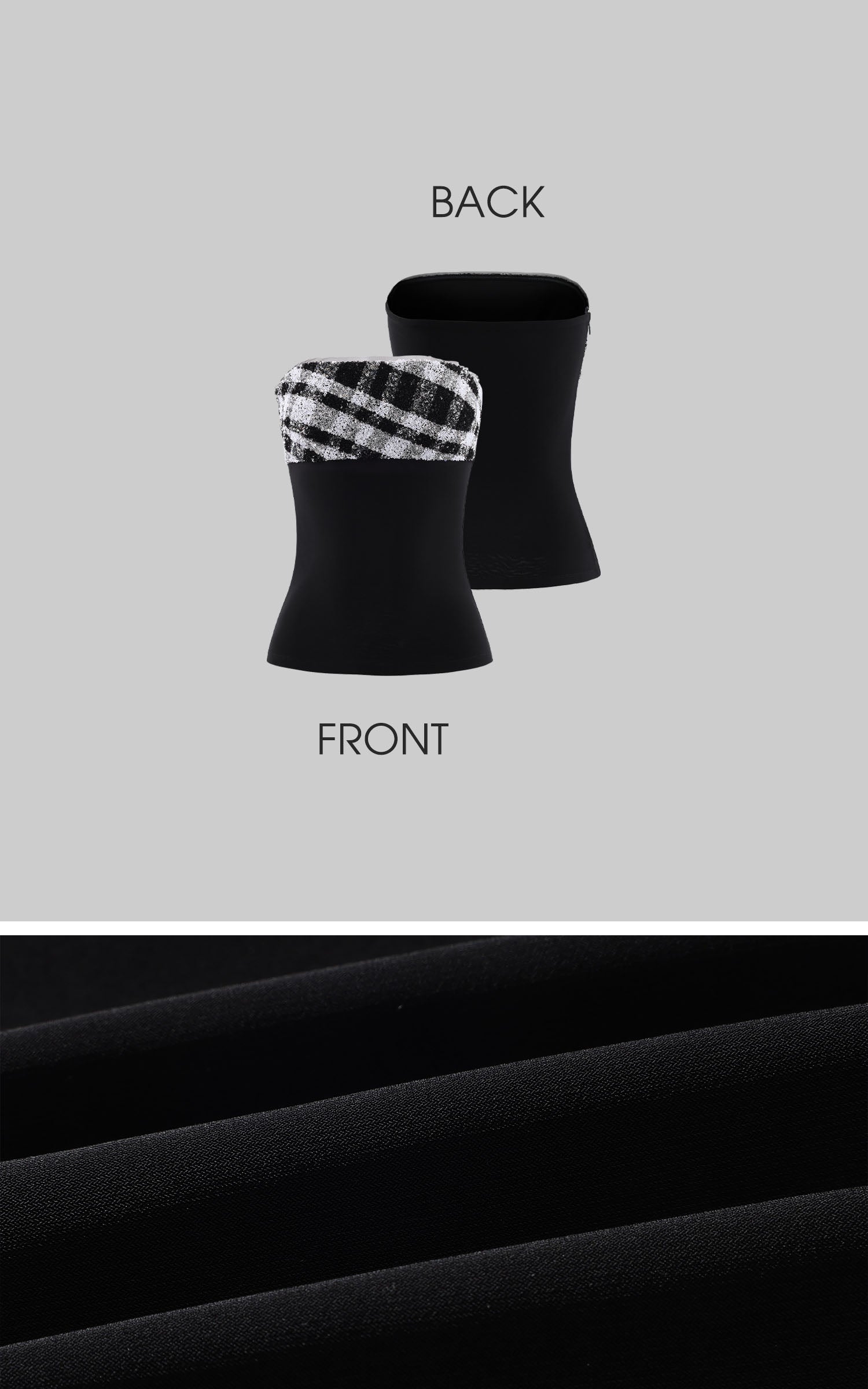 ROVENTE 스팽글 패널 스트랩리스 튜브 탑