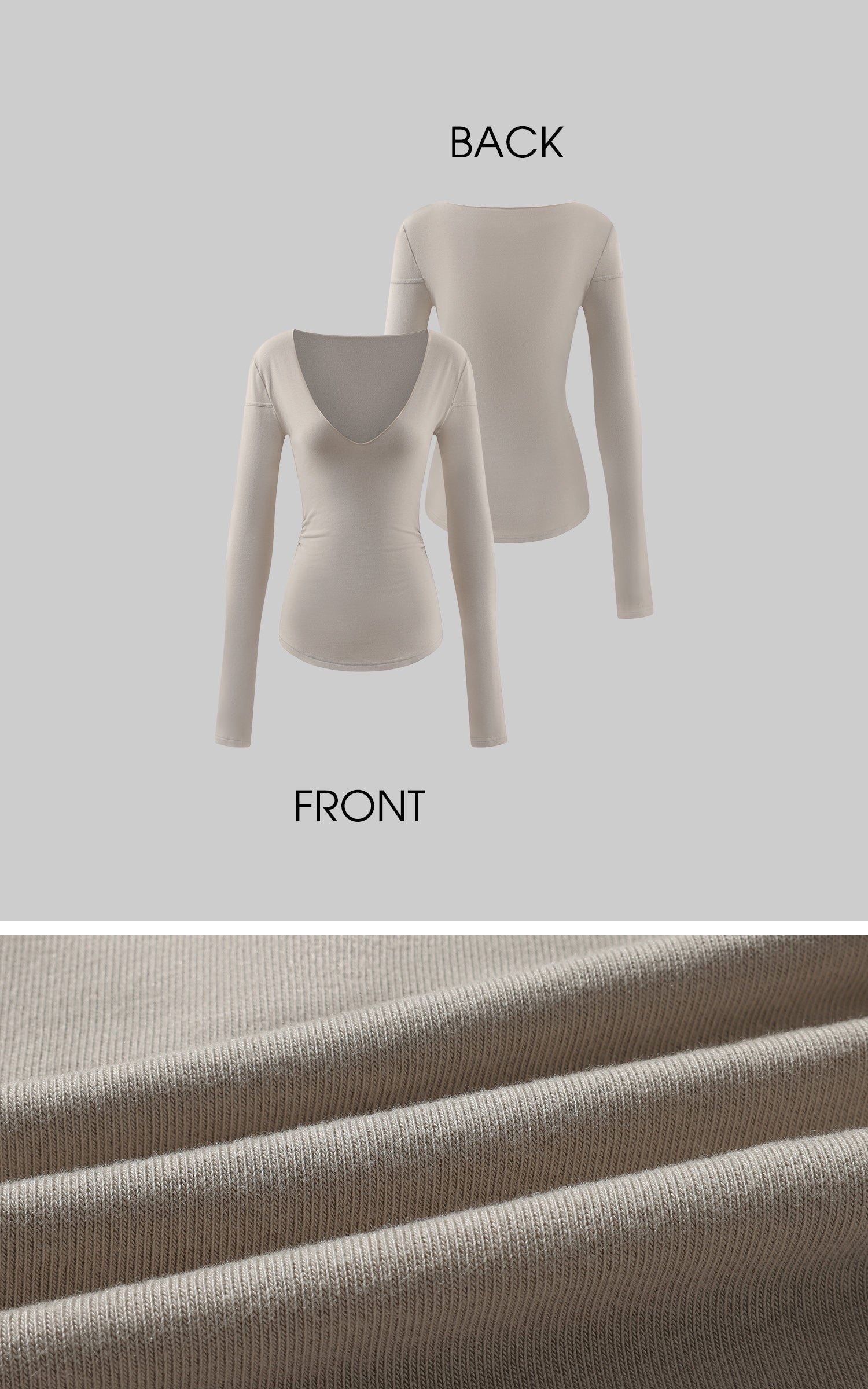 Rase le sol 레이스 트리밍이 돋보이는 골지 딥 V넥 긴팔 티 &amp; 캐미솔 세트