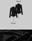 ROVENTE Black Satin Lace-Up Fitted Shirt