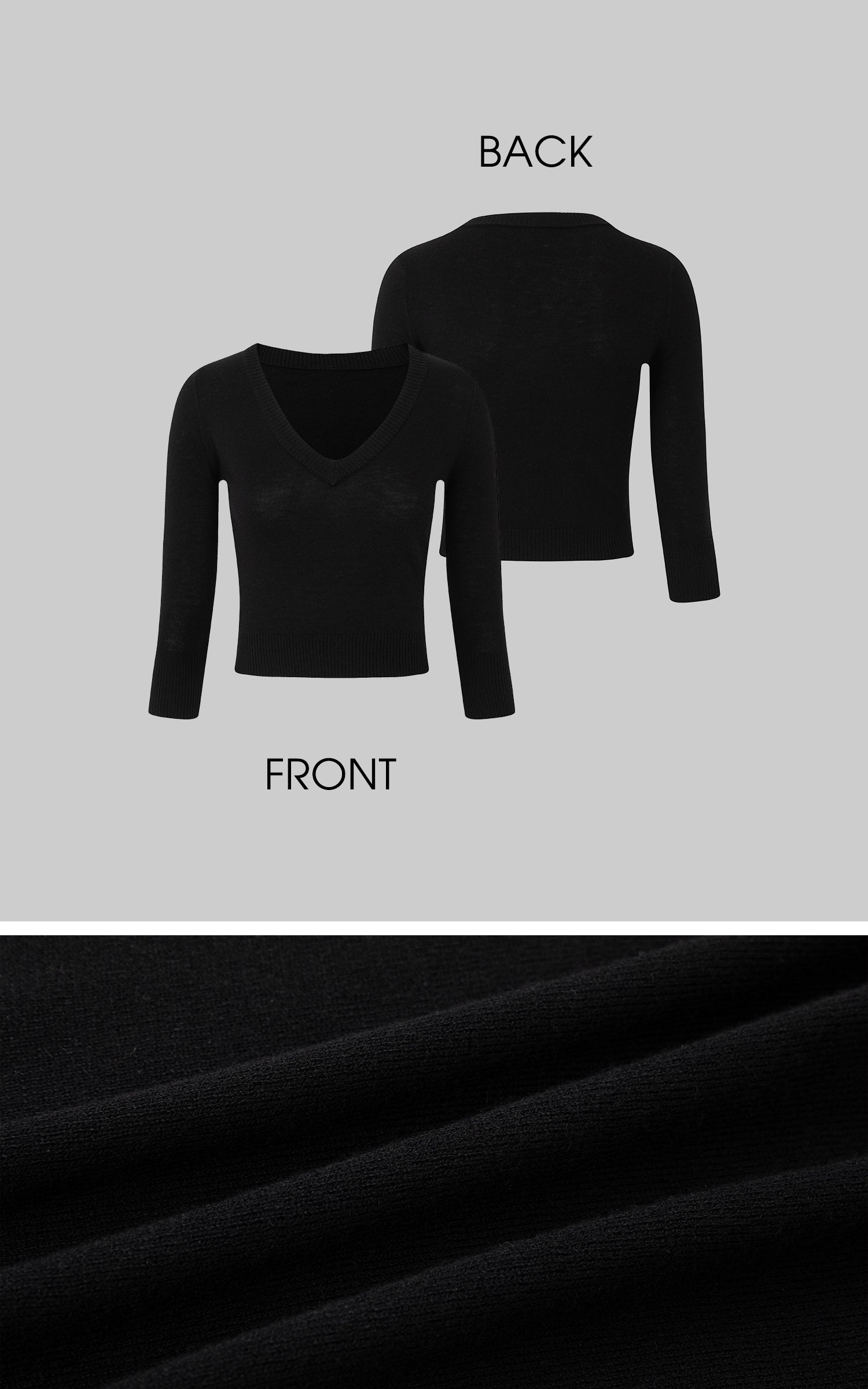 IAMXIAA Knit Cropped V Neck Sweater