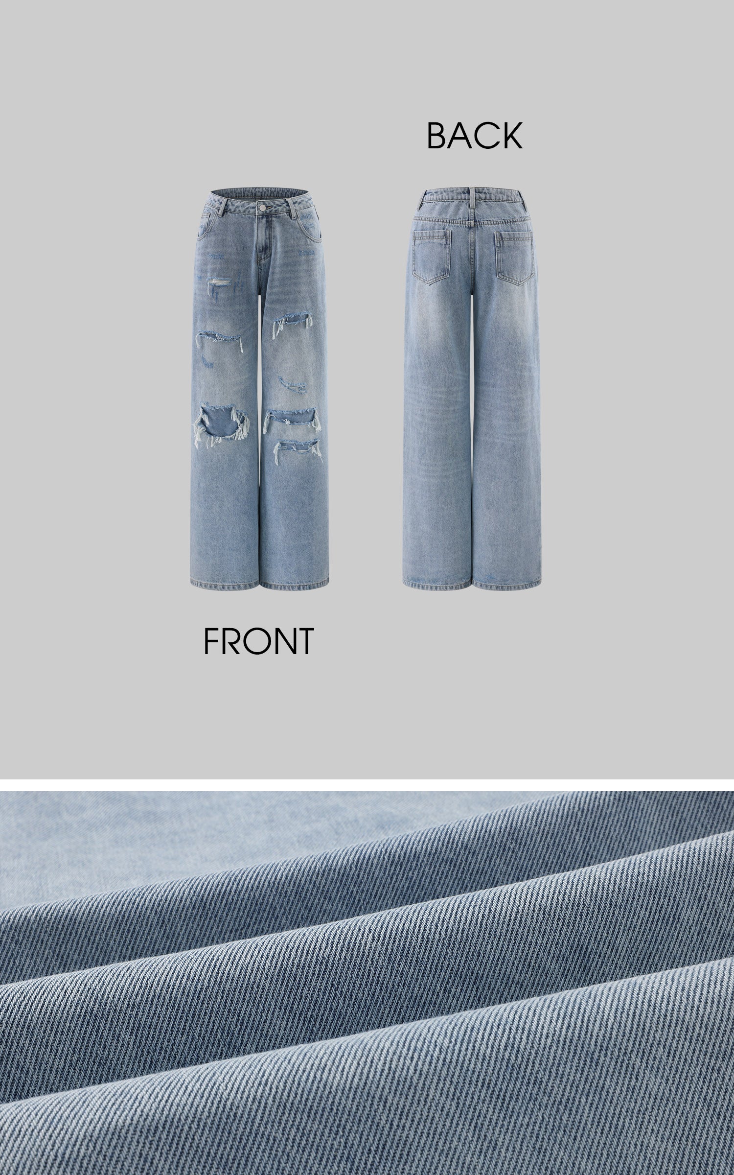 Rase le sol Distressed Washed Wide-Leg Jeans