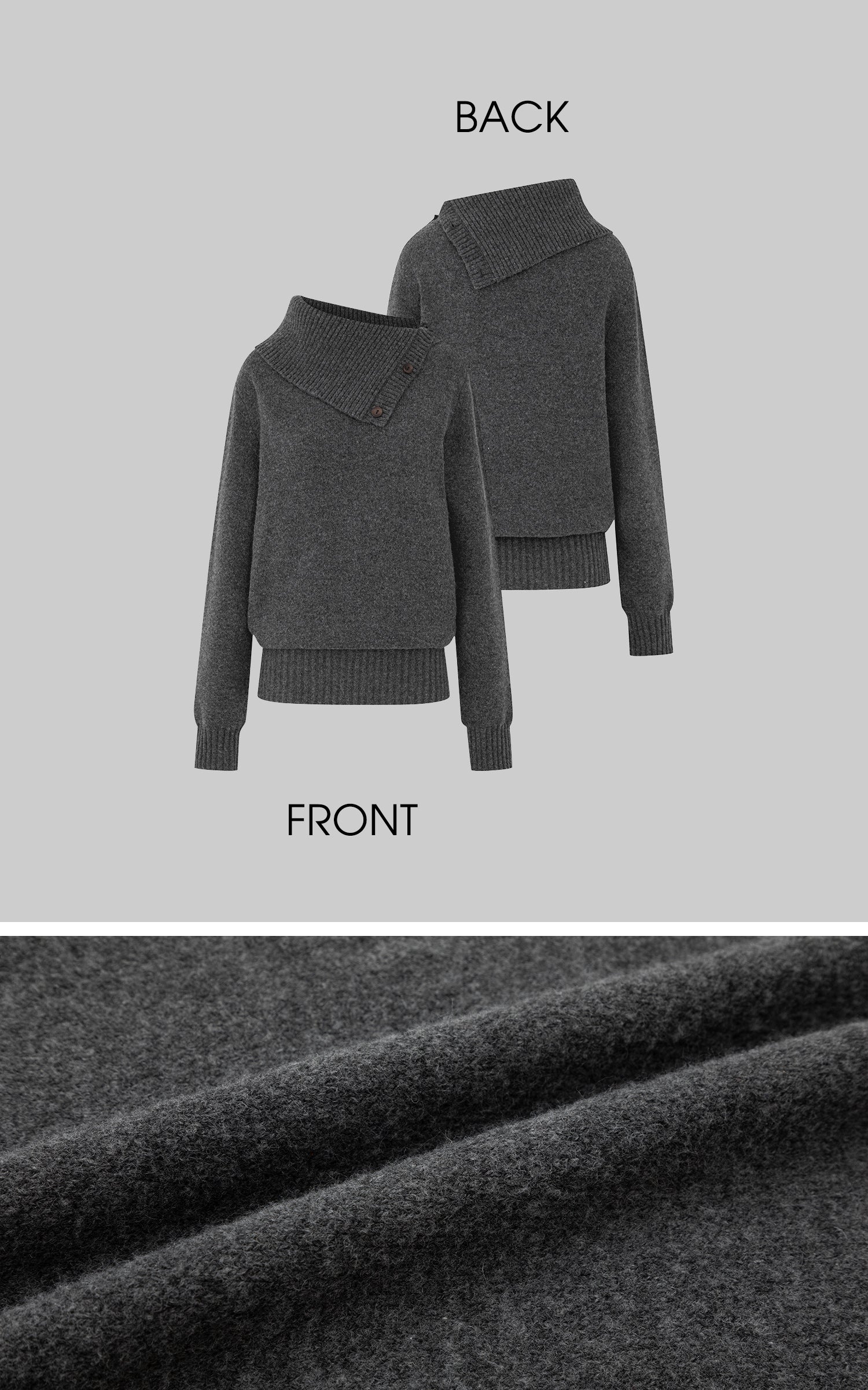 IAMXIAA Button Neck Oversized Knit Sweater