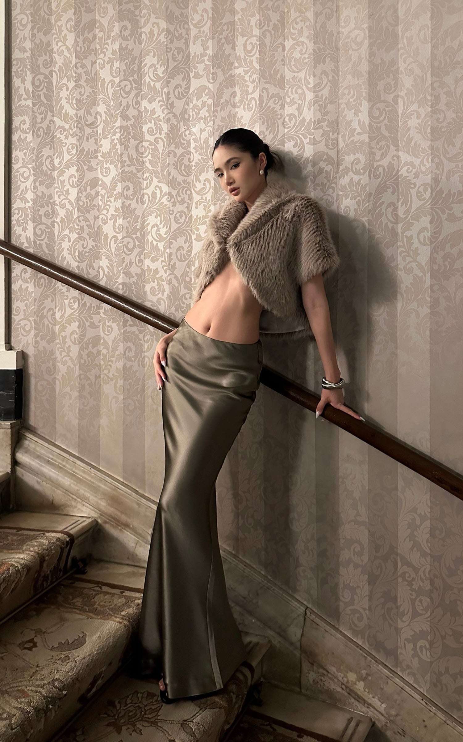 ROVENTE Satin Low-Waist Maxi Skirt