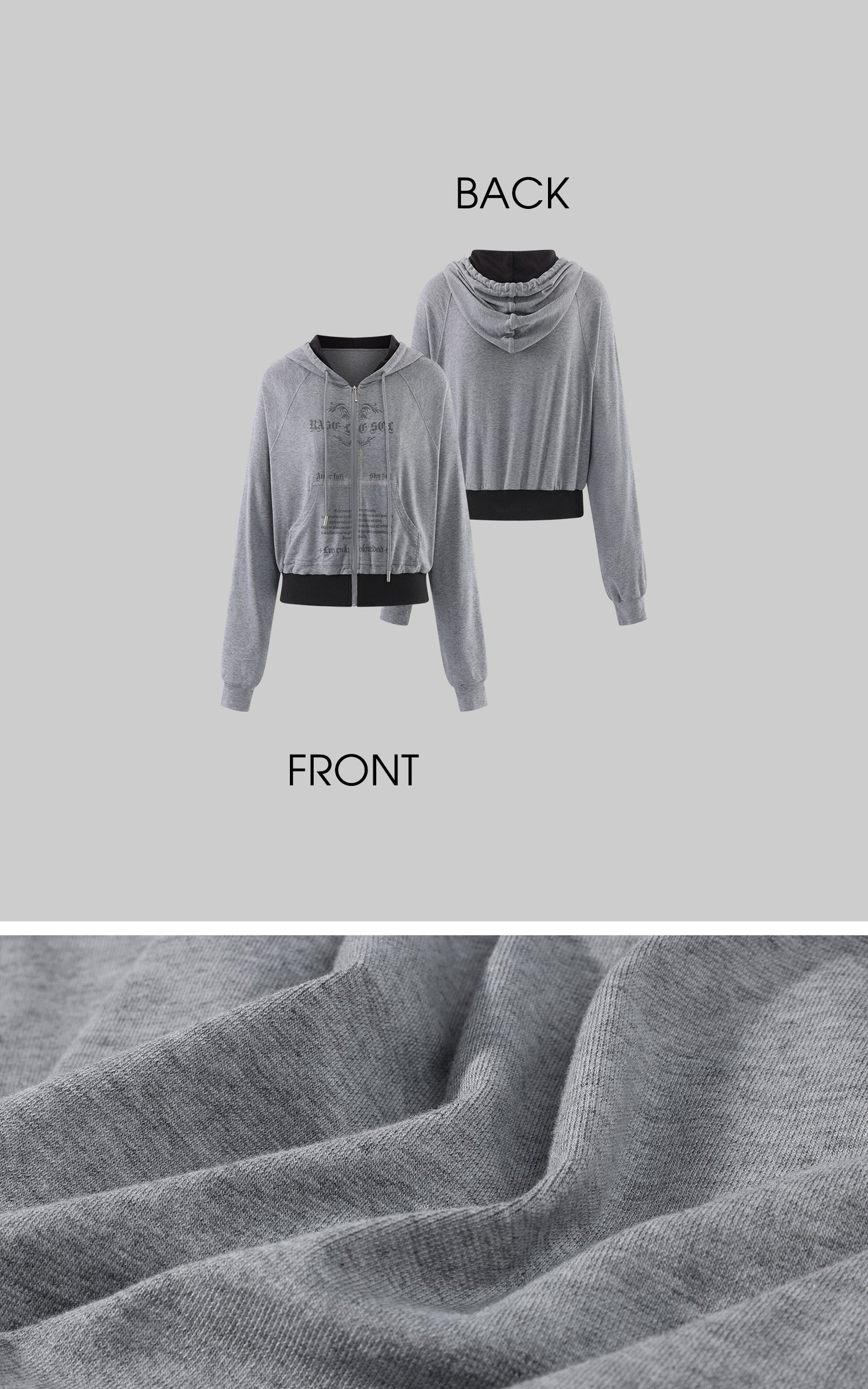 Rase le sol Sweat à capuche zippé imprimé &amp; Ensemble pantalon de survêtement à jambe large