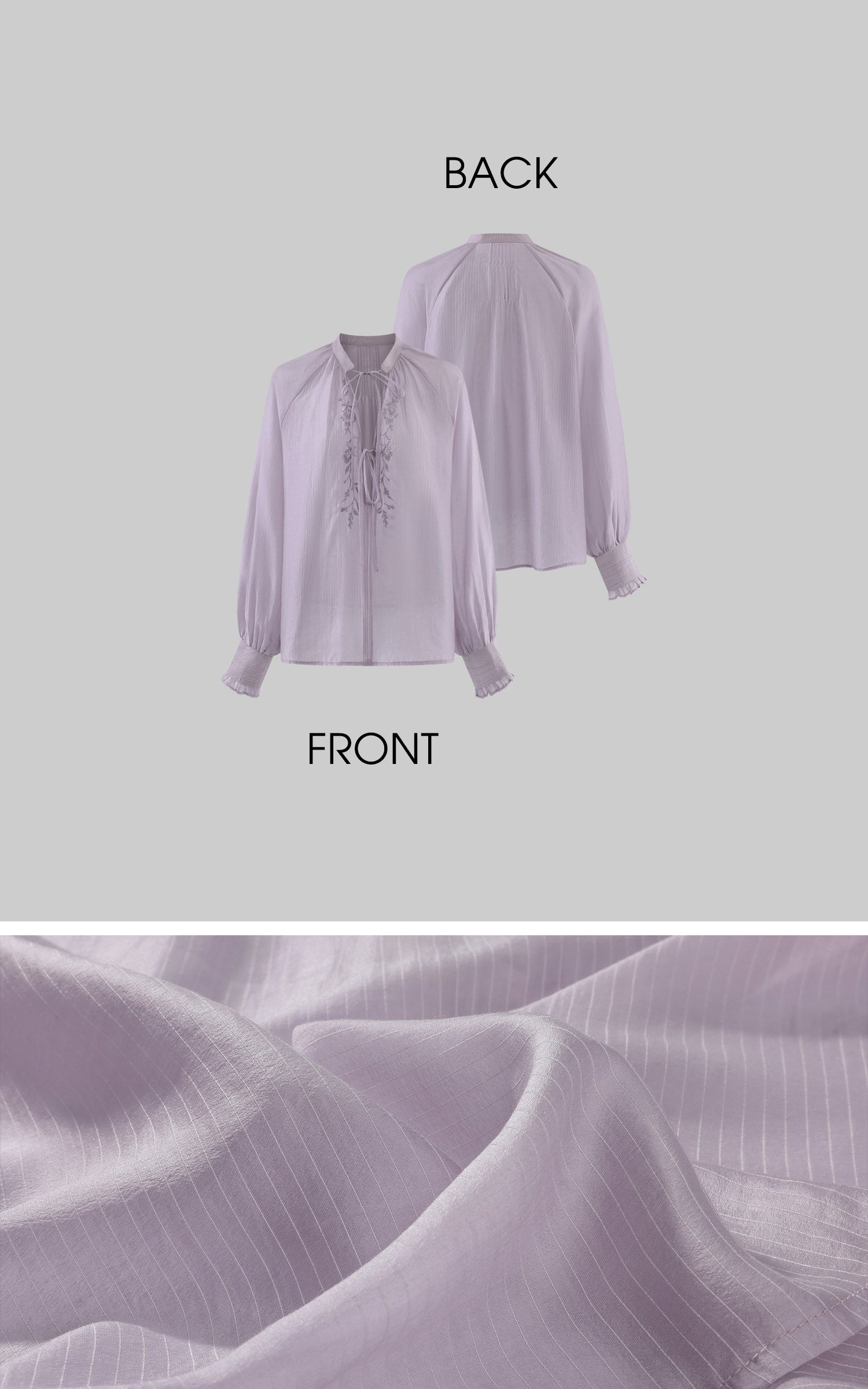Hydrae Sheer Embroidered Tie-Front Blouse with Voluminous Sleeves