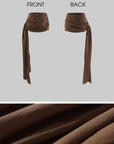 ROVENTE Draped Mini Skirt with Side Tie and Long Flowing Sash