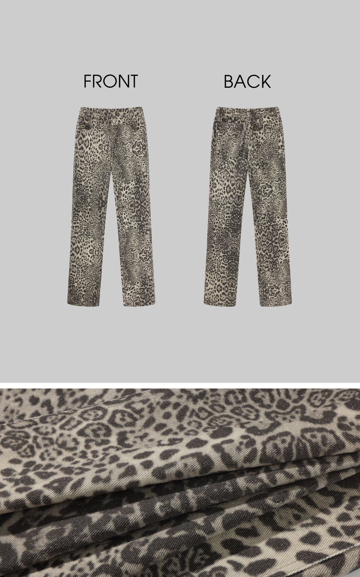 ROVENTE Leopard Print Straight-Leg Pants with Full-Length Silhouette