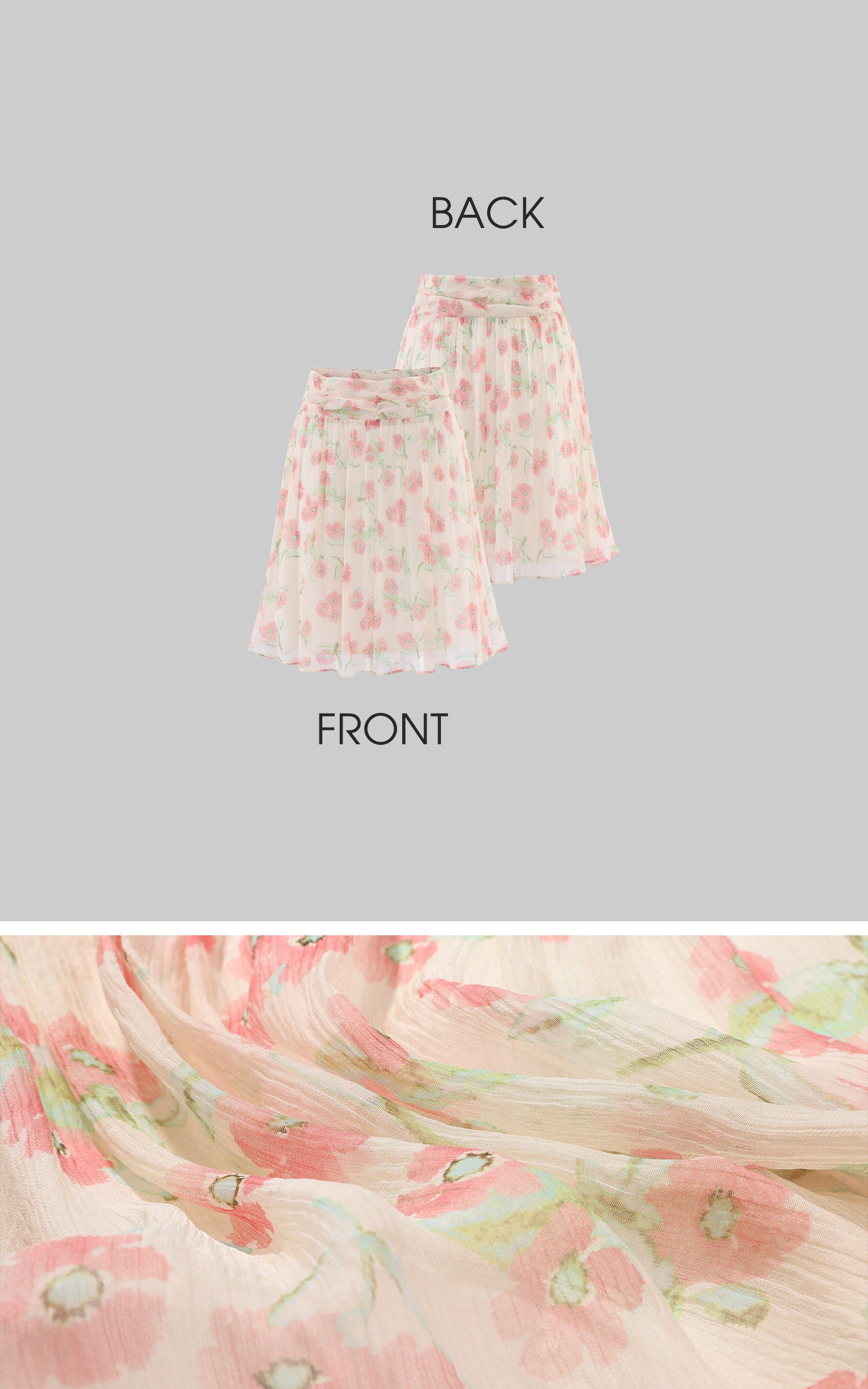 Hydrae Jupe midi vintage en chiffon à motif floral