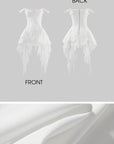 WARDEN EDGE Asymmetric Ruffled Mini Dress with Corset Detailing and Off-Shoulder Straps