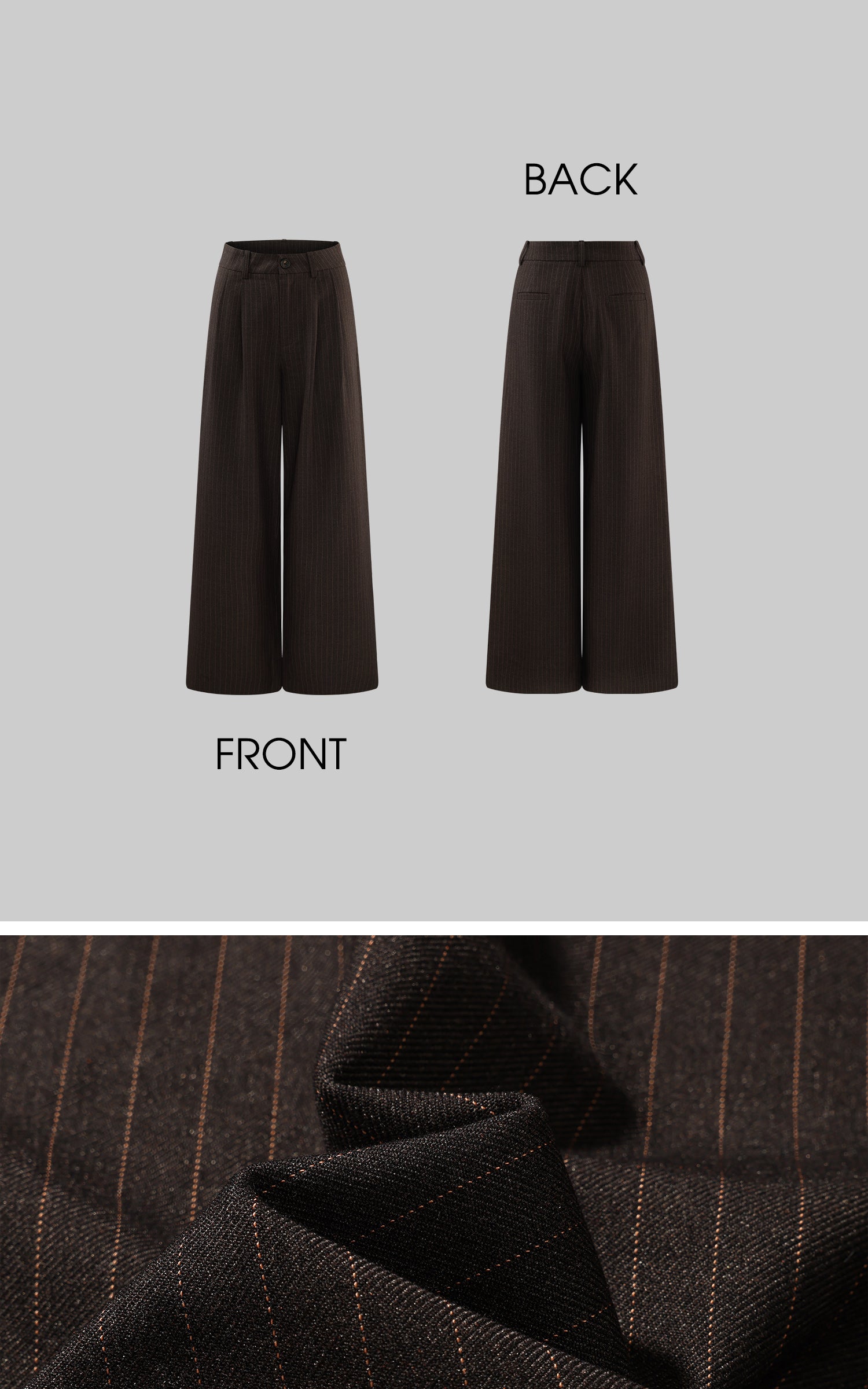 ROVENTE Pinstripe Wide-Leg Trousers with Pleated Front and Tailored Waist