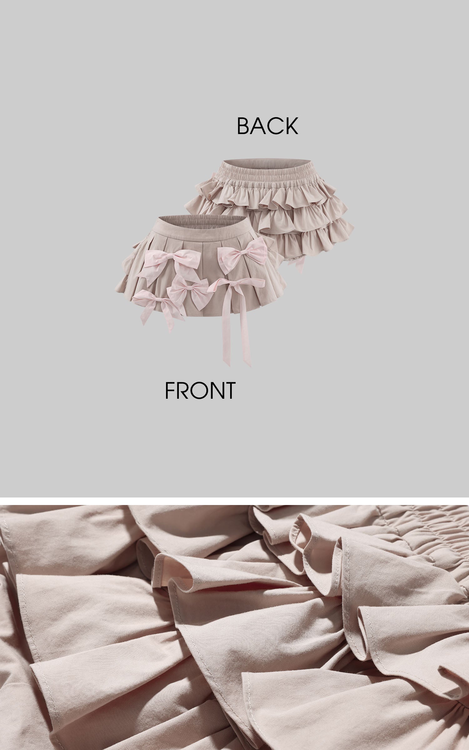 Rase le sol Jupe Mini à Volants Superposés avec Détails Nœud