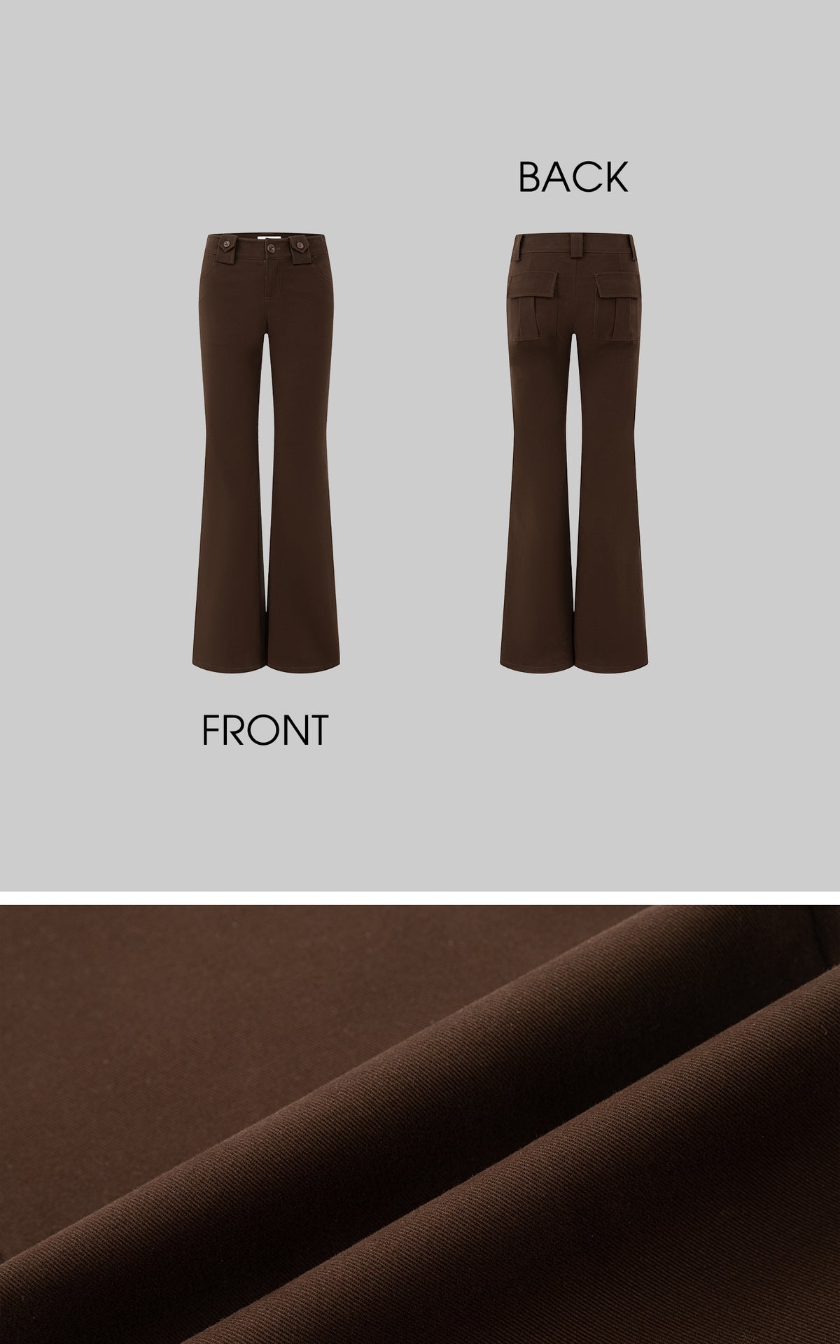 IAMXIAA Pantalon évasé ajusté à taille haute avec double bouton
