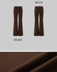 IAMXIAA Pantalon évasé ajusté à taille haute avec double bouton