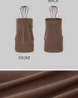 IAMXIAA Halter Mini Dress with Drape Detail and Studded Hem