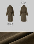 IAMXIAA Manteau long croisé à ceinture en mélange de laine