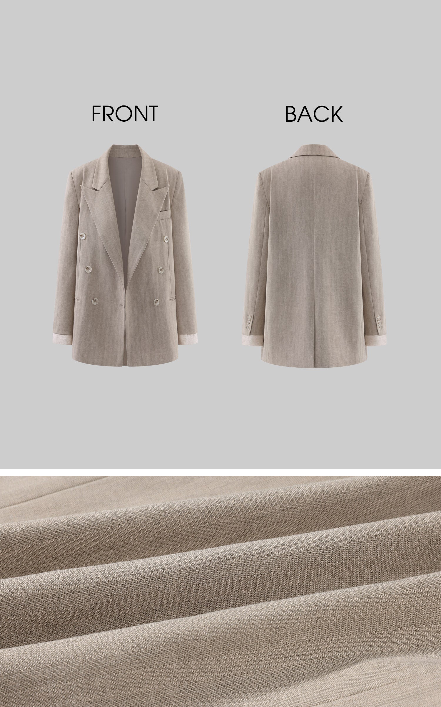 Rase le sol Layered Cuff Oversized Double-Breasted Blazer