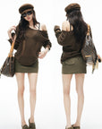 IAMXIAA Distressed Open Knit Oversized Sweater