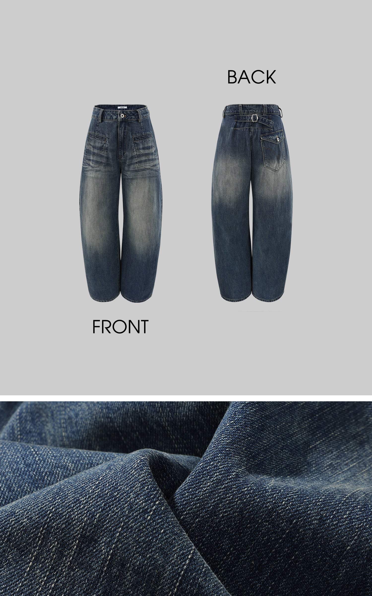 WARDEN EDGE 디컨스트럭티드 와이드 레그 워시드 데님 팬츠